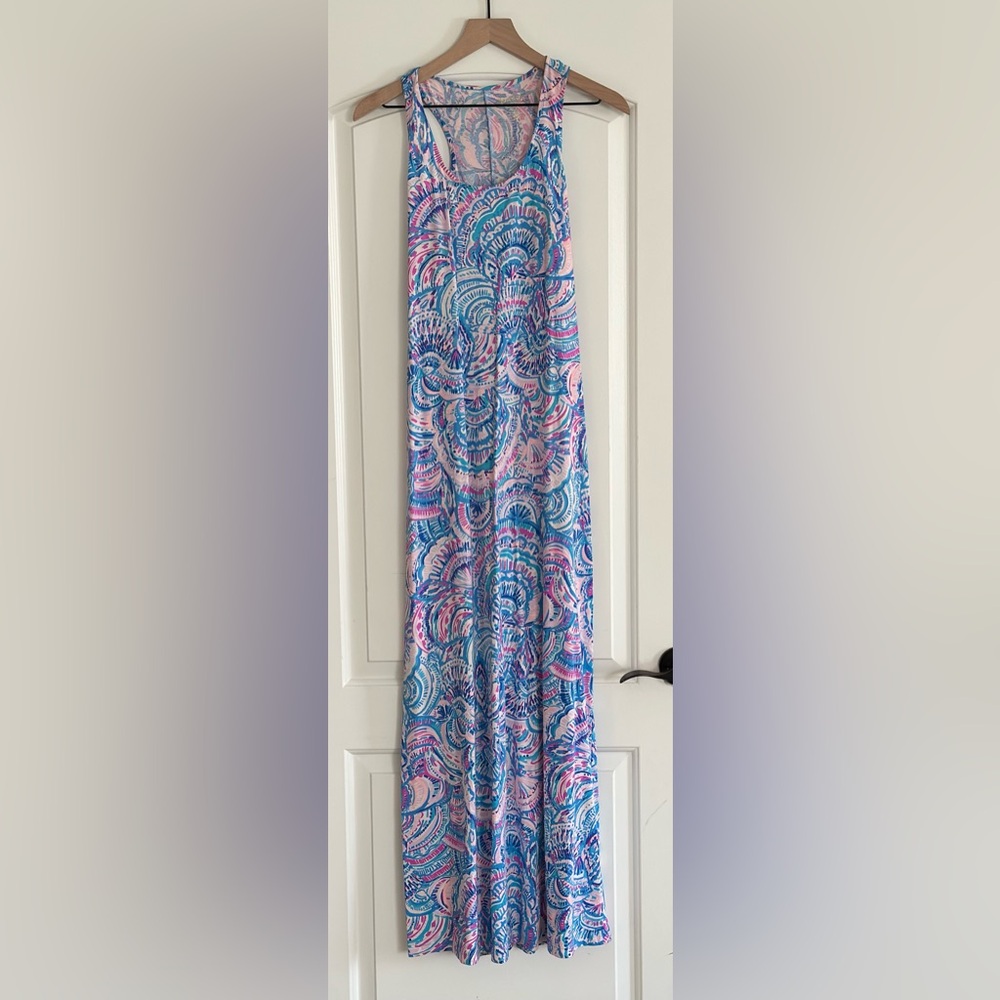 Lilly Pulitzer Blue and Pink Maxi Dress